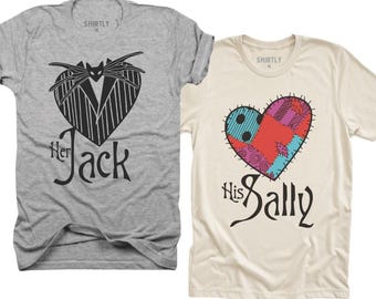 Sally and Jack Couples Shirts: Engagement Gift, His and Hers Matching T-Shirts