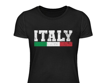 ITALY T-Shirt Italiener Italien Urlaub Italienische Flagge  - Damenshirt