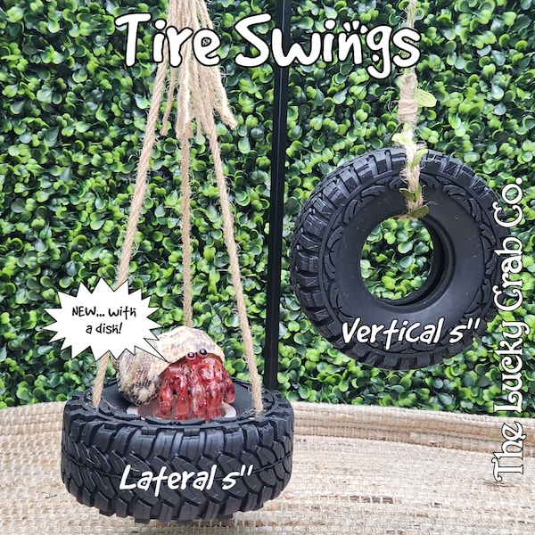 Hermit Crab Tire Swing: 5" Enrichment Toy with Feeding Dish