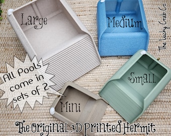 Hermit Crab Pools 3D Printed Pool Set Hermit Crab Pool Set Of 2 With Bubbler Splash Guard Small Medium Large Mini Hermit Crab Accessory Gift