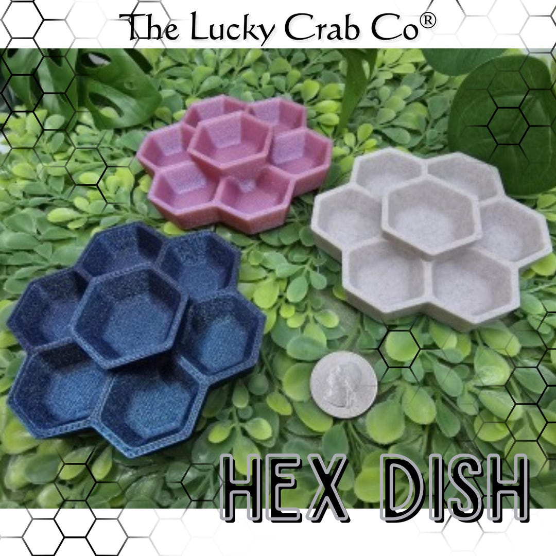Picture Idea: 3D Printed Hermit Crab Food Dish 7 Well Hexagon Feeder