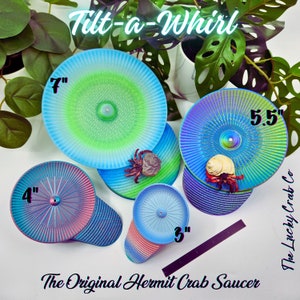 Hermit Crab Saucer Hermit Crab Spinning Disk Hermit Crab Toys Best Hermit Crab Saucer 3D Printed Tilt-A-Whirl 3" 4" 5.5" 7" Diameter