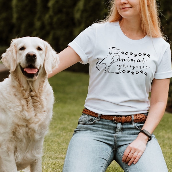 Animal Whisperer T-Shirt - Animal Lover Shirt - Animal Trainer Gift - Pet Sitter T-Shirt - Dog Cat Paw Print Tee - Fur Mom Tshirt - XS-3XL