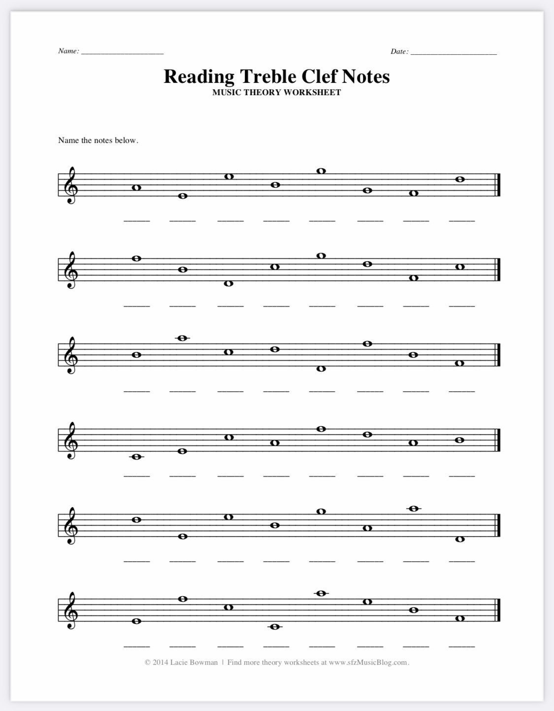 treble clef note theory worksheet reading music theory etsy canada