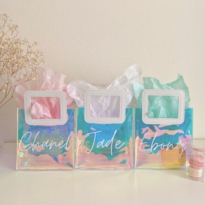 Kinder Holographische Geschenktüten, personalisierte Geschenktüten für Geburtstagsfeiern, lustige Kinder Jelly Tragetasche, Pool-Party Tragetasche, Sommerferien Tasche
