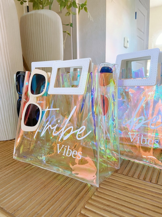 Personalized Holographic Bags, Bridesmaid Gifts Bag, Bachelorette Weekend Bags, Thank You Gift, Disco, Retro, Waterproof