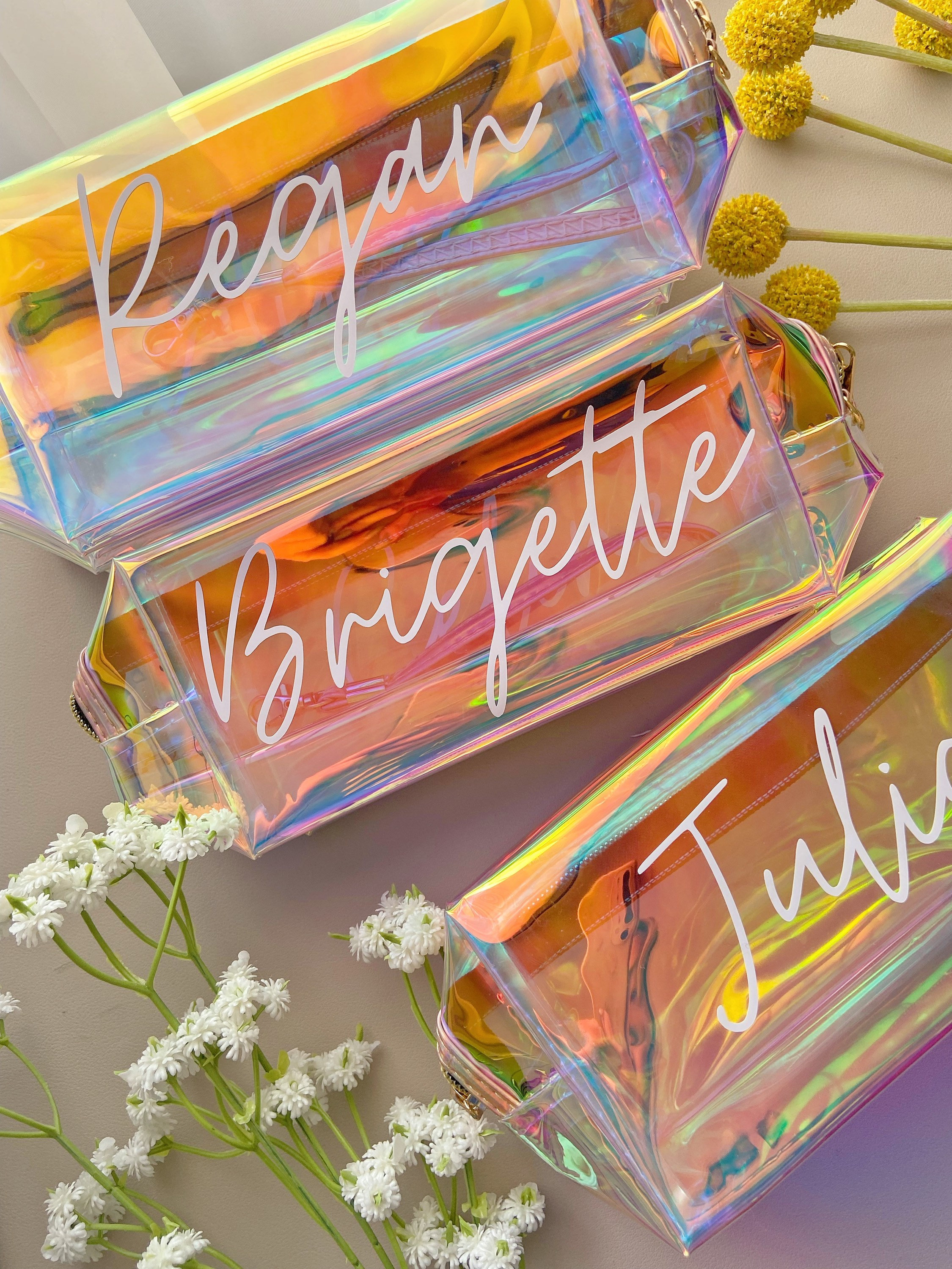 Holographic Self Seal Bags, 12cm X 7.5cm Iridescent Clear Plastic