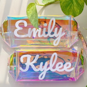 Holographic Makeup Bag for Bachelorette Party, Favors for bachelorettes, Personalized makeup bag for bridesmaid, Cosmetic Pouch