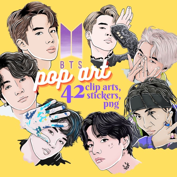 bts clip art stickers handmade digital image pop art 300dpi etsy