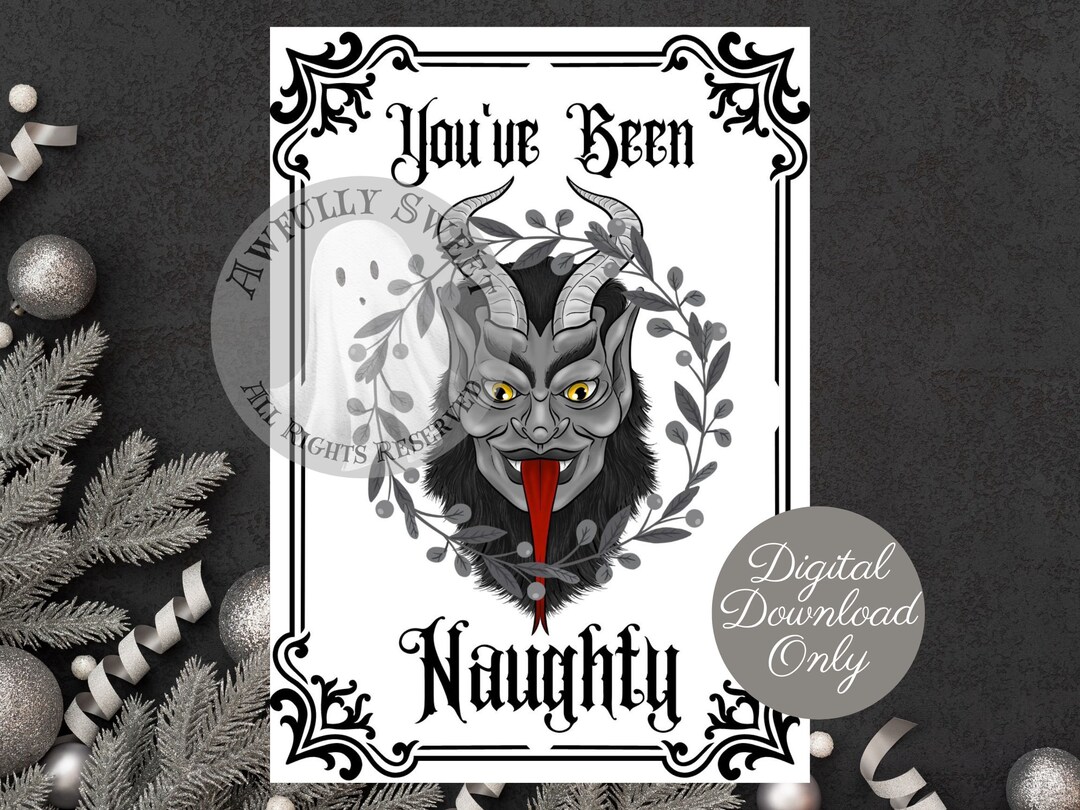 Krampus Wreath Christmas Card-printable DIGITAL - Etsy