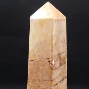 3.62&quot; Tall Rare Yellow Feather Jasper Tower Solar Plexus Chakra Inner Strength Mental Clarity Crystal Home Décor Spiritual Gift Discernment