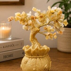 Yellow Quartz Wish Tree Set with Decorative Container | Manifestation Decor
