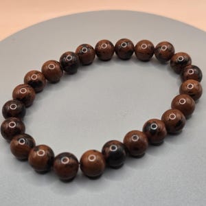 Mahogany Obsidian Bracelet Grounding & Protection Crystal Stretch Beaded Bracelet for Root Chakra  Inner Strength