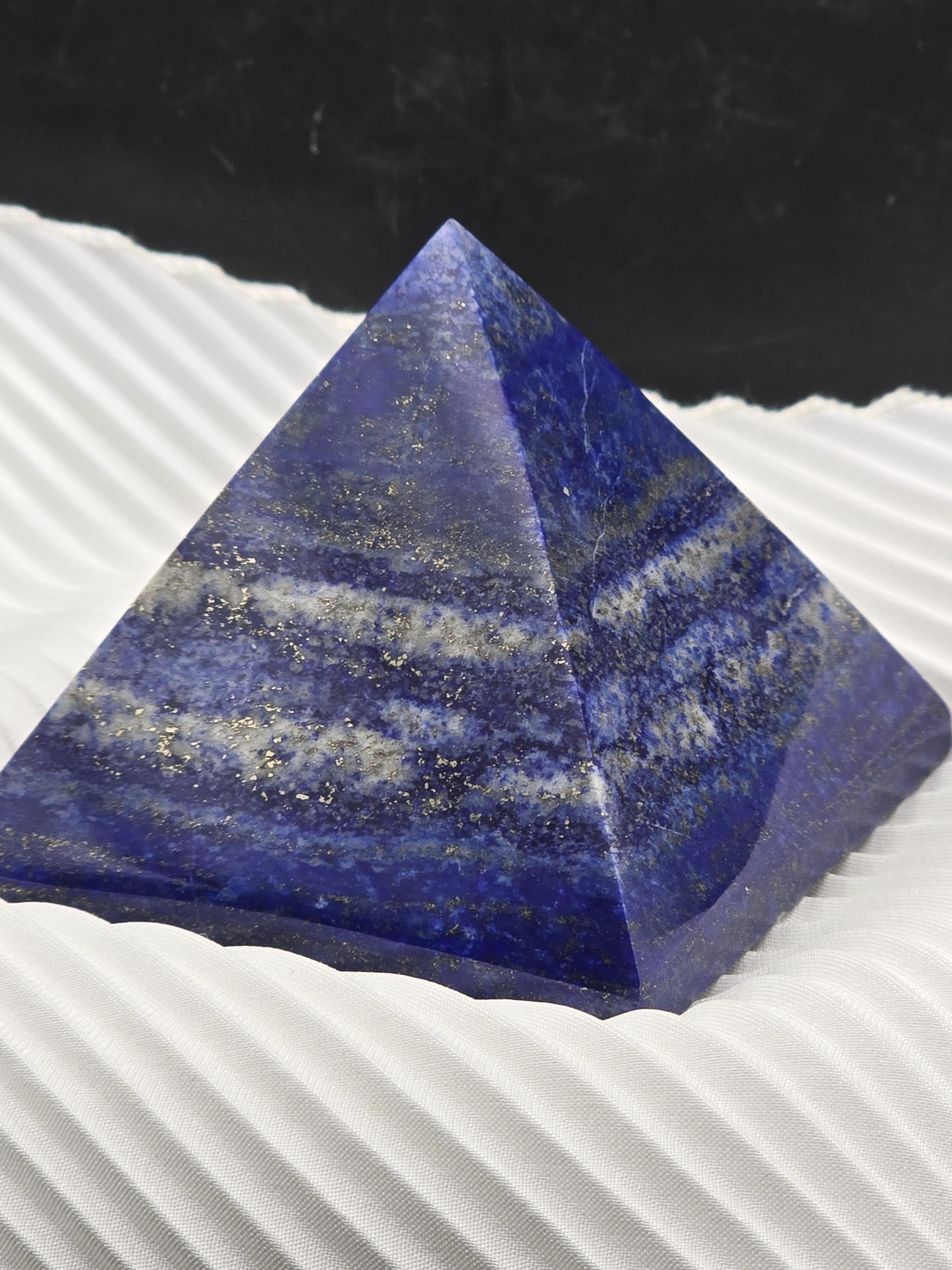 Lapis Lazuli Pyramid with Pyrite Third Eye Throat Chakra Crystal Meditation Stone for Intuition Clarity Protection Deep Royal Blue