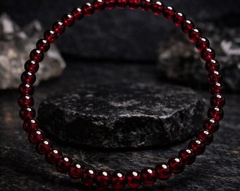 4mm Garnet Stretch Bracelet, January Birthstone, Boho Chic