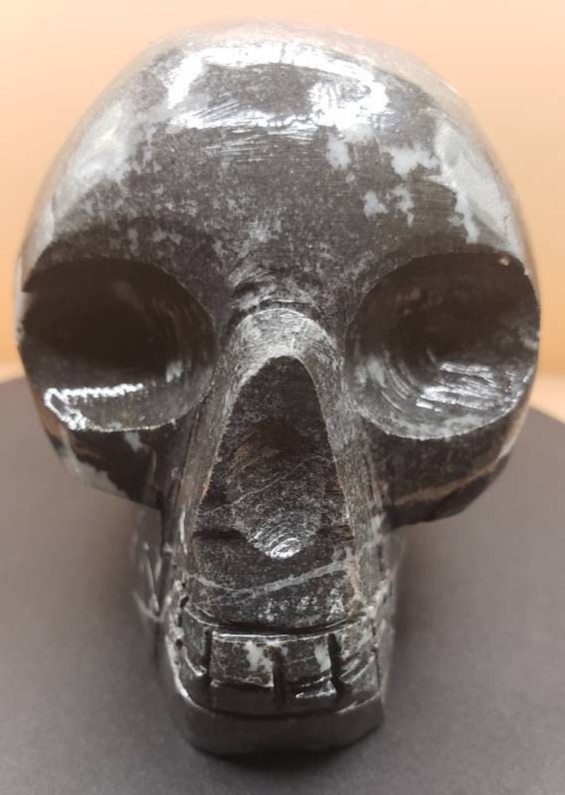 Polished Zebrite Skull, Root Chakra Stone Carving With Meaning Card - Etsy