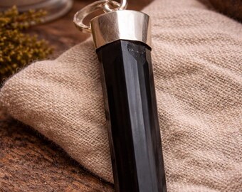 Raw Black Tourmaline Pendant, Spiritual Protection Crystal Necklace
