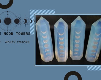 One (1) Opalite Moon Towers  Spiritual Gifts Moon Towers Crystal Home Décor Spiritual Décor Transition Peace Tranquility Meditation Tool