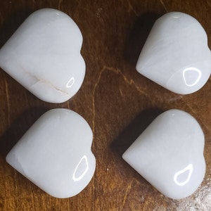 One (1) Milky Quartz Pocket Worry Stones Crystal Hearts Gift for Her Crystal Purify Chakras  Anxiety Relief Relaxation Funeral Favor