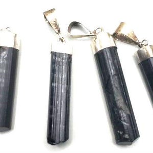 One (1) Black Tourmaline Pendant Natural Boho Spiritual Protection Jewelry Crystal Healing Handmade Raw Gemstone Grounding Gift for Everyone