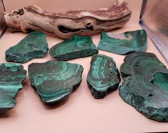 Polished Malachite Slices: Green Mineral Specimens for Home Décor