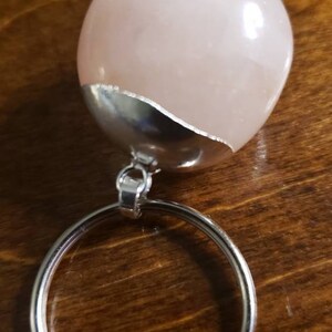 One (1) Crystal Keychain Rose Quartz Client Teacher Girlfriend Gift Positive Energy Self Love Key Organizer Purse Accessory Heart Chakra