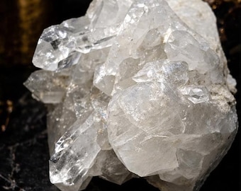 Quartz on Calcite Cluster – Frosted Crystal Growth Formation – 278g Sparkling White Mineral Specimen