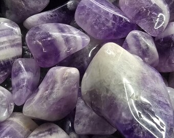 Hand Polished Chevron Amethyst Tumbles, Spiritual Protection Crystals