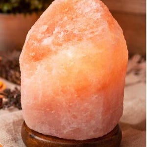 USB Himalayan Pink Salt Lamp, Wooden Base Night Light Bild 5