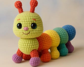Colorful Caterpillar Amigurumi Pattern – Beginner-Friendly Crochet Toy – Rainbow Plush Animal PDF – Baby Gift, Montessori Toy