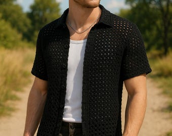 Amalfi Top Crochet Pattern PDF – Stylish Summer Shirt – Easy Grid Square Stitch Tutorial – Digital Clothing DIY Pattern for Beginners
