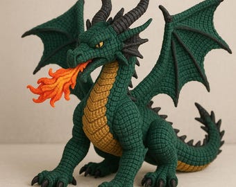Majestic Crochet Dragon Pattern – Large Amigurumi Plush Toy – No Sew, Beginner Friendly Fantasy PDF – Velvet Yarn Friendly
