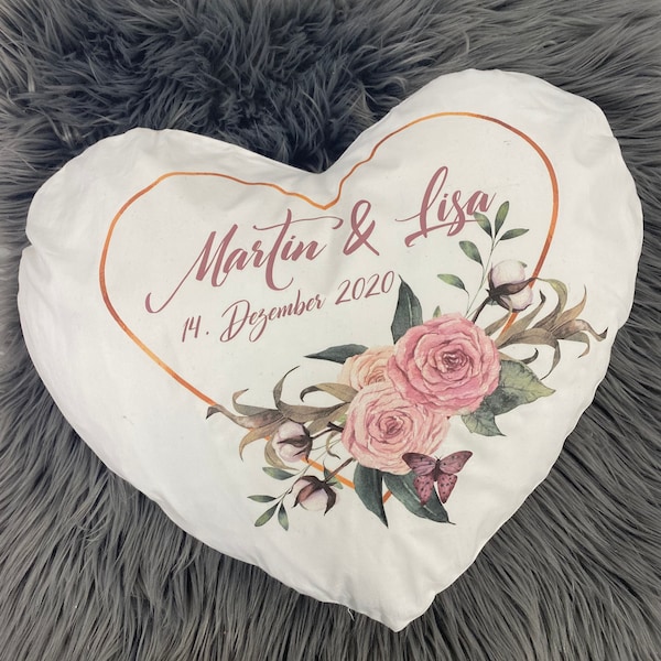Personalisiertes Kissen mit 2 Namen und Datum - Dekokissen - Liebe Liebesbeweis - Romantisch - Hochzeitsgeschenk - Partner Geschenk