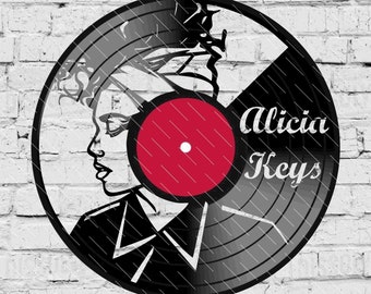 Alicia Keys - Laser Cut Vinyl LP Record Template (FILES INCLUDED: psd, ai, jpg, pdf & svg)