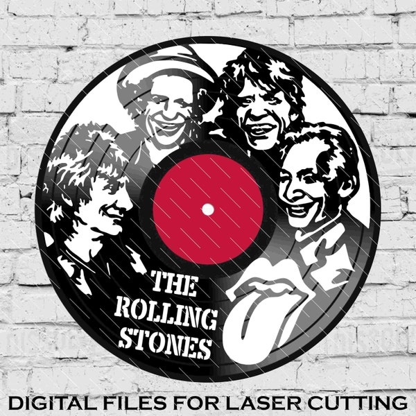 Rolling Stones - Laser geschnittene Schallplatte Vorlage (DATEIEN: psd, ai, jpg, pdf & svg)