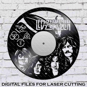 Led Zeppelin - Laser Cut Vinyl LP Record Template (FILES INCLUDED: psd, ai, jpg, pdf & svg)