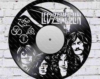 Led Zeppelin - Laser Cut Vinyl LP Record Template (FILES INCLUDED: psd, ai, jpg, pdf & svg)