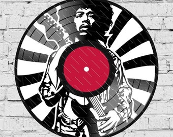 Hendrix - Jimi Hendrix - Laser Cut Vinyl LP Record Template (FILES INCLUDED: psd, ai, jpg, pdf & svg)