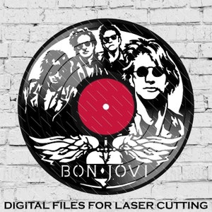 Bon Jovi - Laser Cut Vinyl LP Record Template (FILES INCLUDED: psd, ai, jpg, pdf & svg)