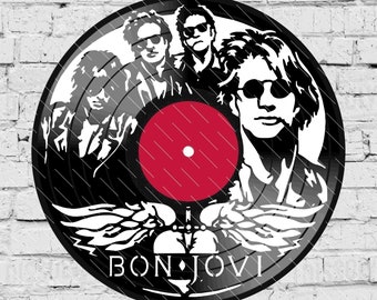 Bon Jovi - Laser Cut Vinyl LP Record Template (FILES INCLUDED: psd, ai, jpg, pdf & svg)