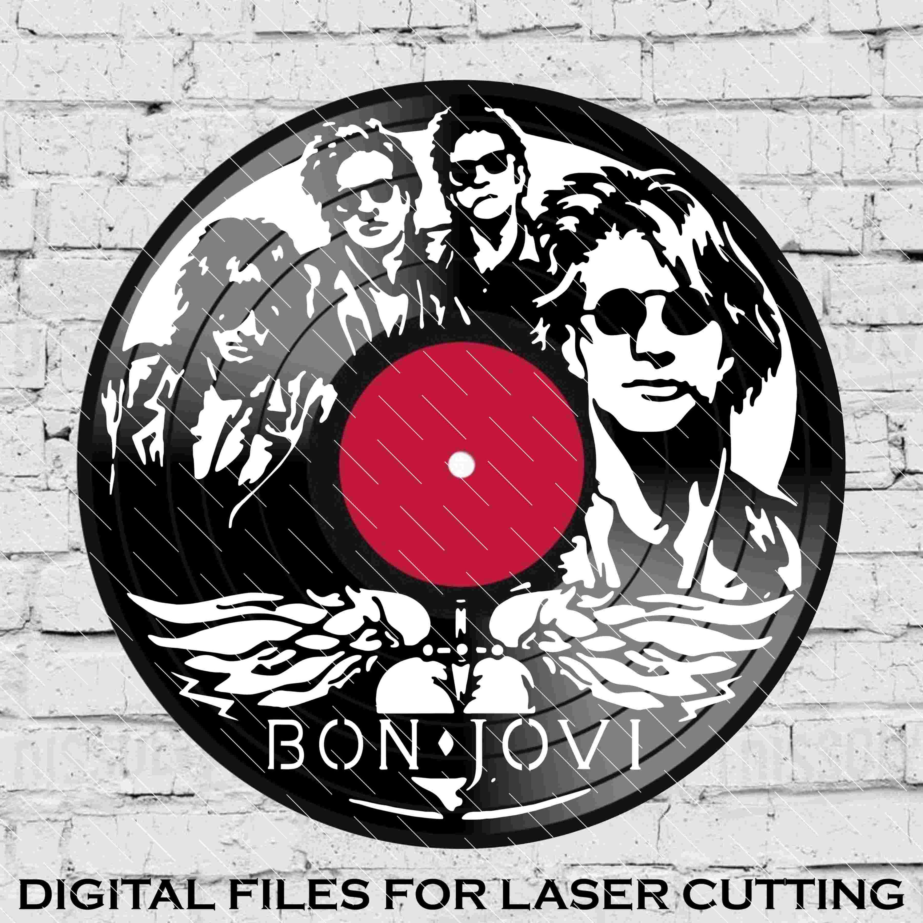 Bon Jovi - Laser Cut Vinyl LP Record Template (FILES INCLUDED: Psd