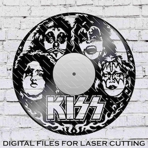 Kiss Band - Laser Cut Vinyl LP Record Template (FILES INCLUDED: psd, ai, jpg, pdf & svg)