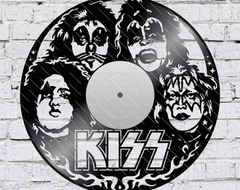 Kiss Band - Laser Cut Vinyl LP Record Template (FILES INCLUDED: psd, ai, jpg, pdf & svg)