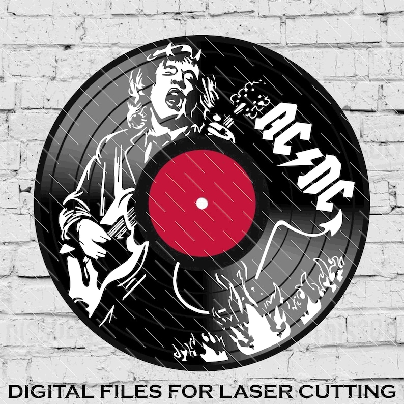 Acdc- Laser Cut Vinyl LP Record Template (FILES INCLUDED: Psd, Ai, Jpg ...