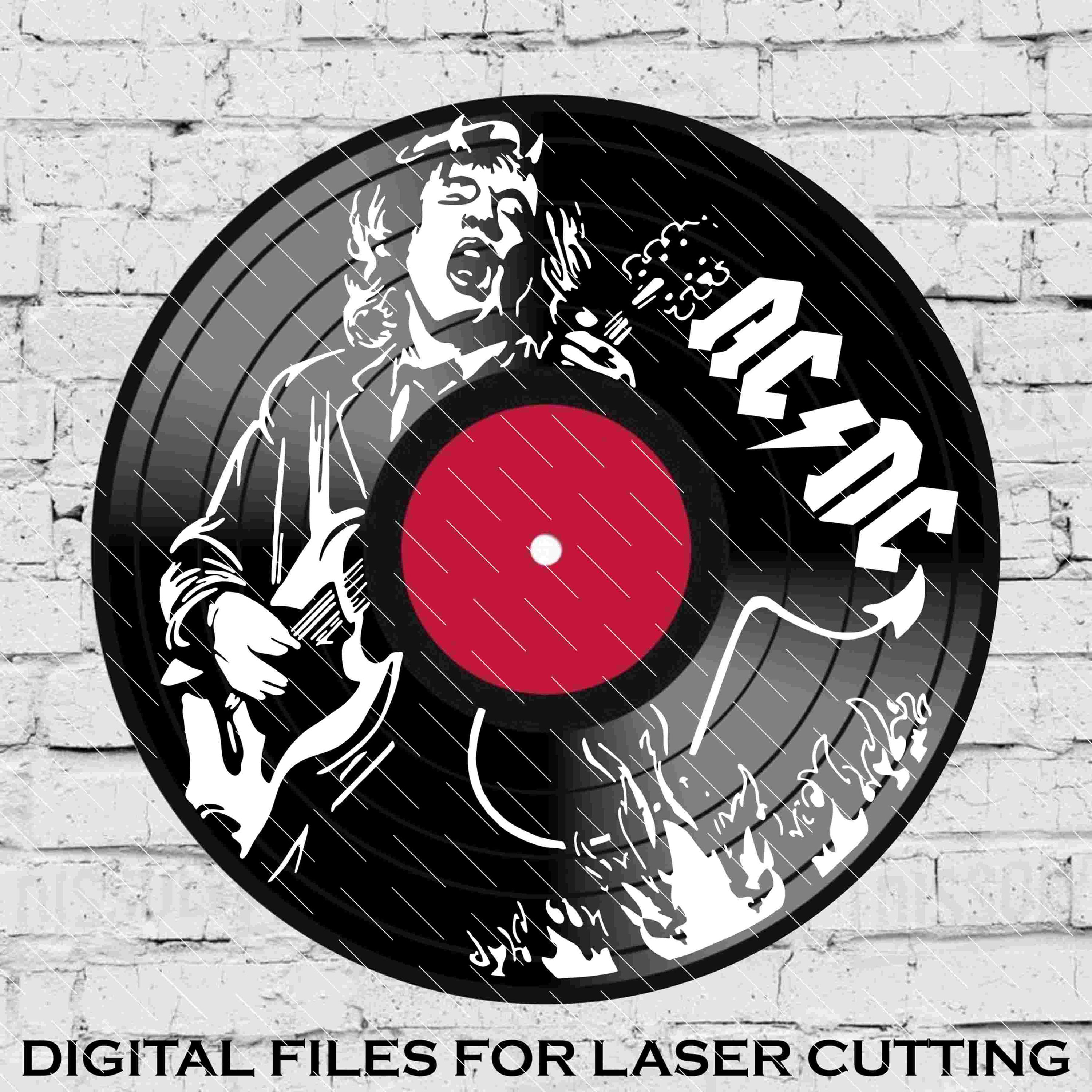 Acdc Laser Cut Vinyl LP Record Template FILES INCLUDED Psd, Ai, Jpg