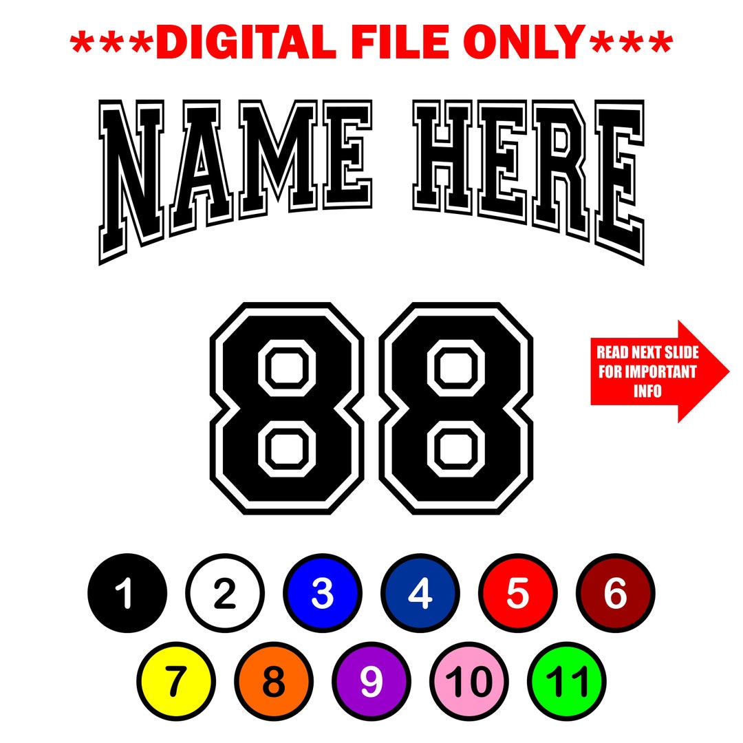Custom Jersey Name and Number Digital Template SVG PNG & Etsy