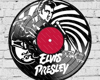 Elvis - Elvis Presley - Laser Cut Vinyl LP Record Template (FILES INCLUDED: psd, ai, jpg, pdf & svg)