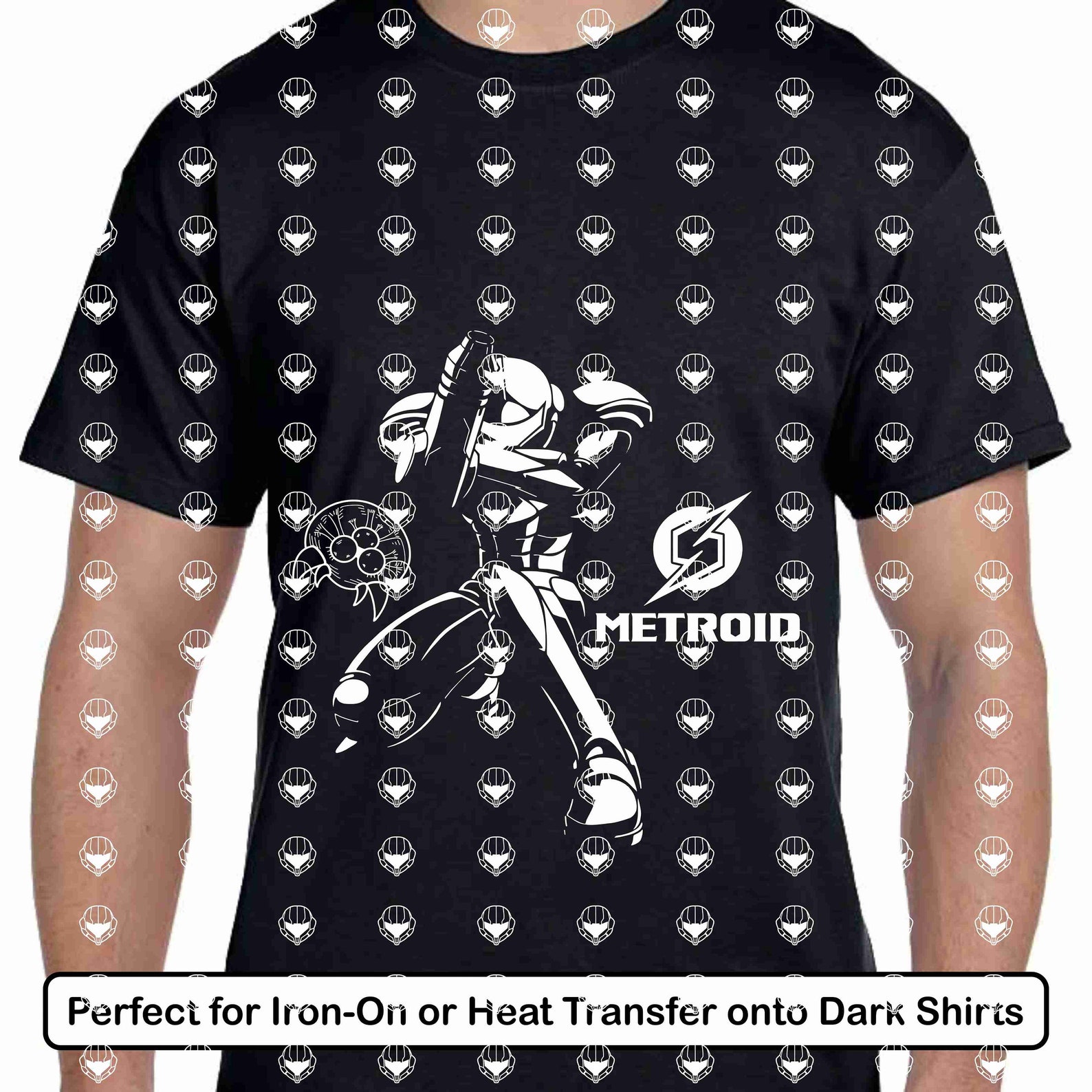 Metroid - Samus Aran With Baby Metroid - (negative Format for Engraving ...