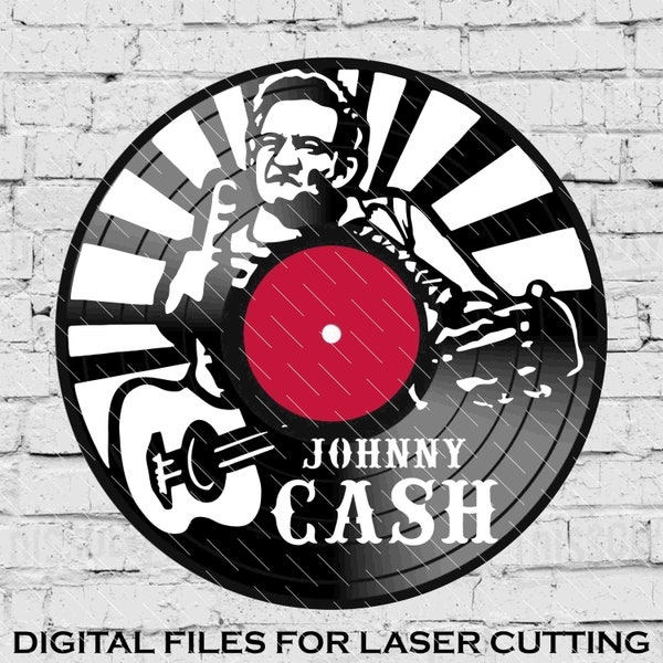 Johnny - Johnny Cash - Laser Cut Vinyl LP Record Template (FILES INCLUDED: psd, ai, jpg, pdf & svg)