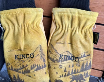 KINCO MITTENS- Custom Bear-Ski-Cabin-Mountain-  Size XL-